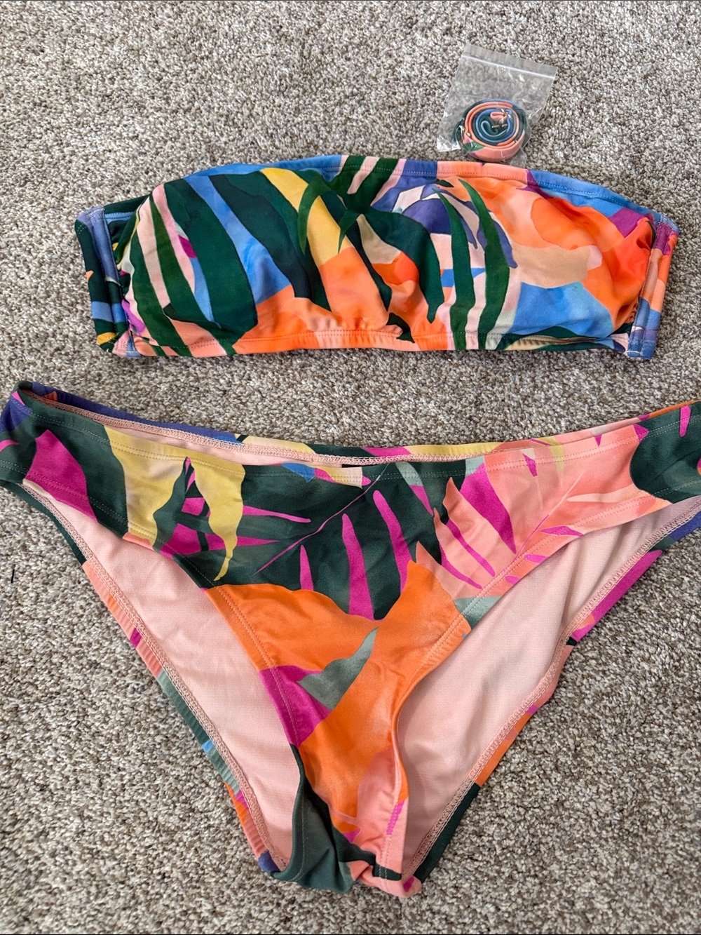 Tropical Multi-Color Bandeau Bikini Set